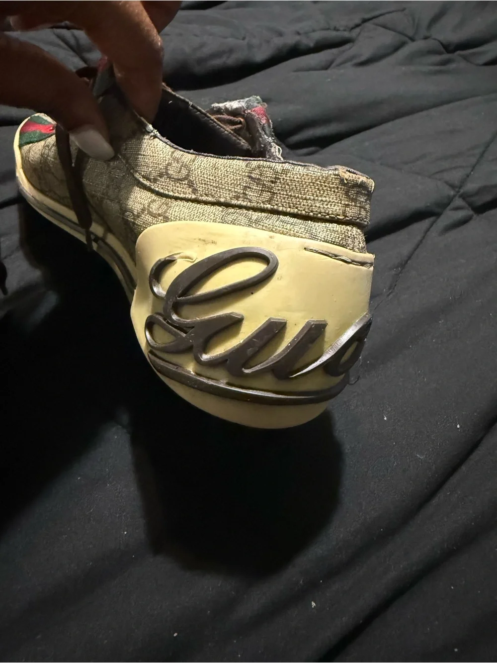 Gucci Brown GG Canvas Sneakers with Red & Green Web